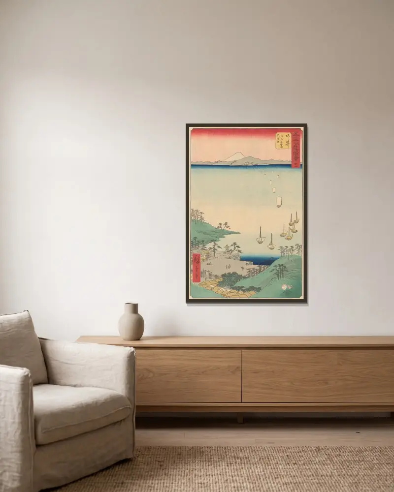 Arai, Utagawa Hiroshige w ramie na ścianie