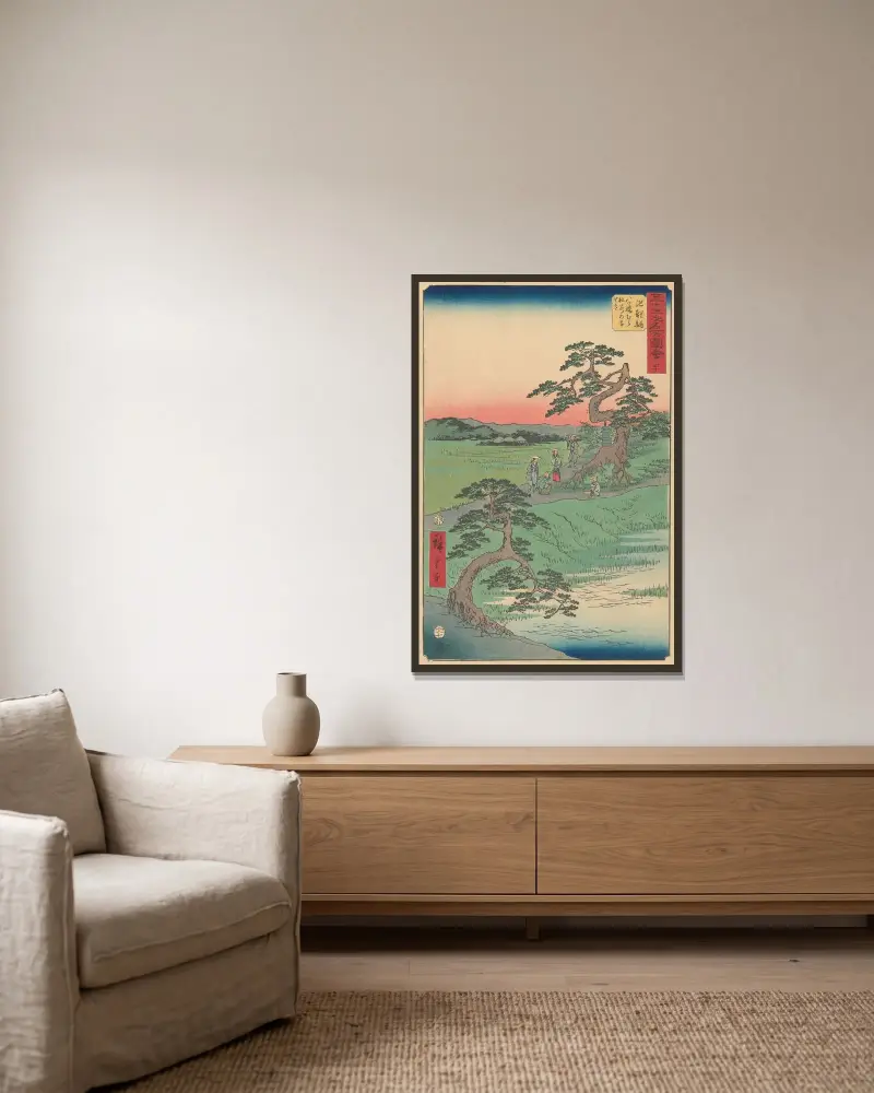 Chiriu, 1855, Utagawa Hiroshige v rámu na stěně