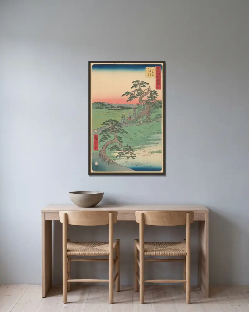 Chiriu, 1855, Utagawa Hiroshige v rámu na stěně