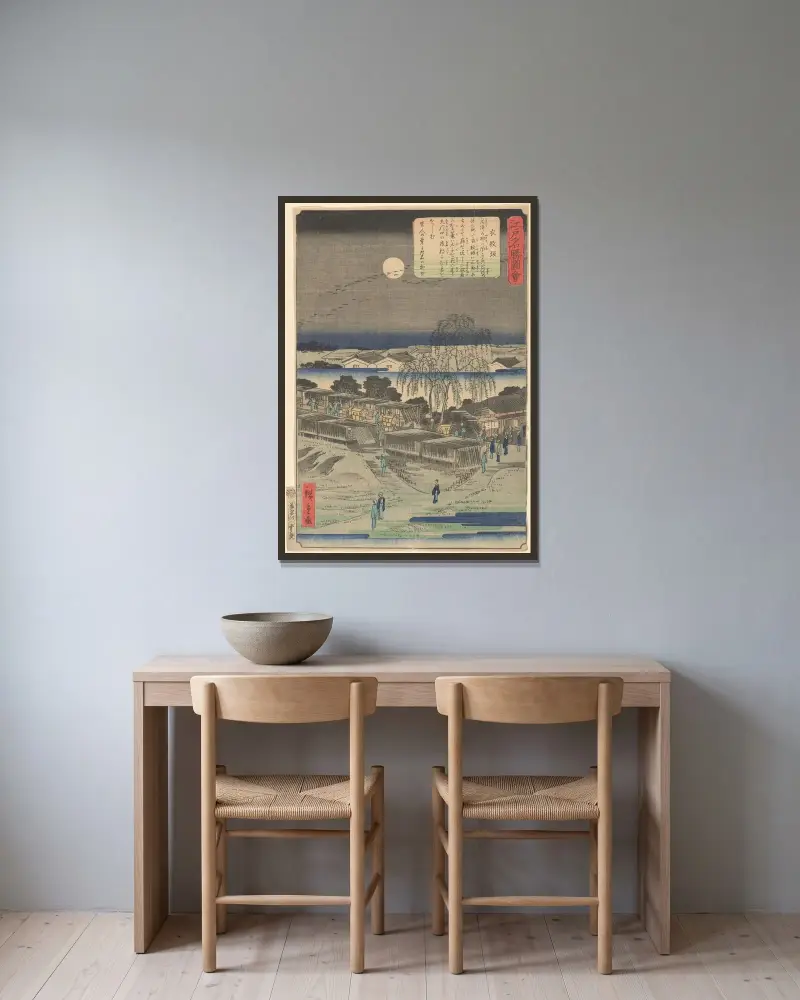 Emonzaka, Utagawa Hiroshige v rámu na stěně