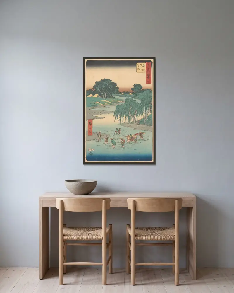 Fujieda, Utagawa Hiroshige v rámu na stěně