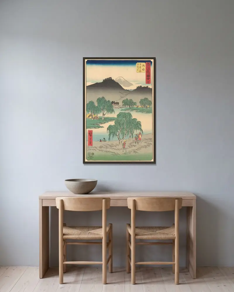 Goyu, 1855, Utagawa Hiroshige v rámu na stěně