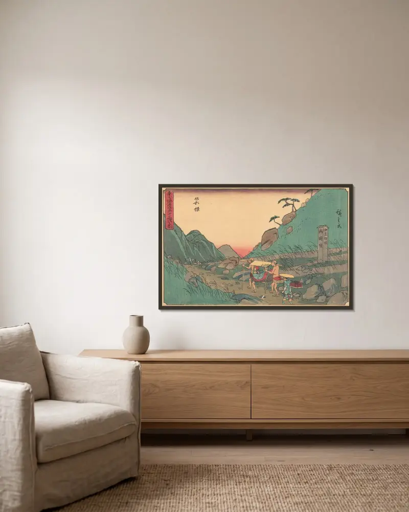 Hakone, 1841, Utagawa Hiroshige v rámu na stěně