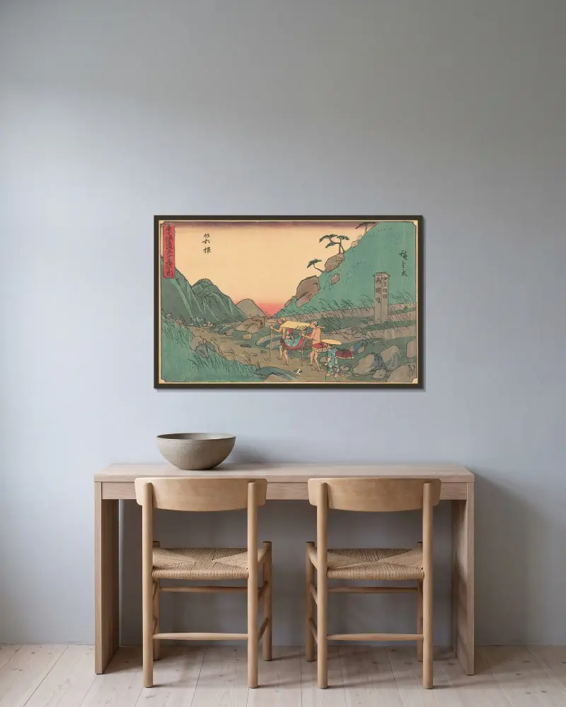 Hakone, 1841, Utagawa Hiroshige v rámu na stěně