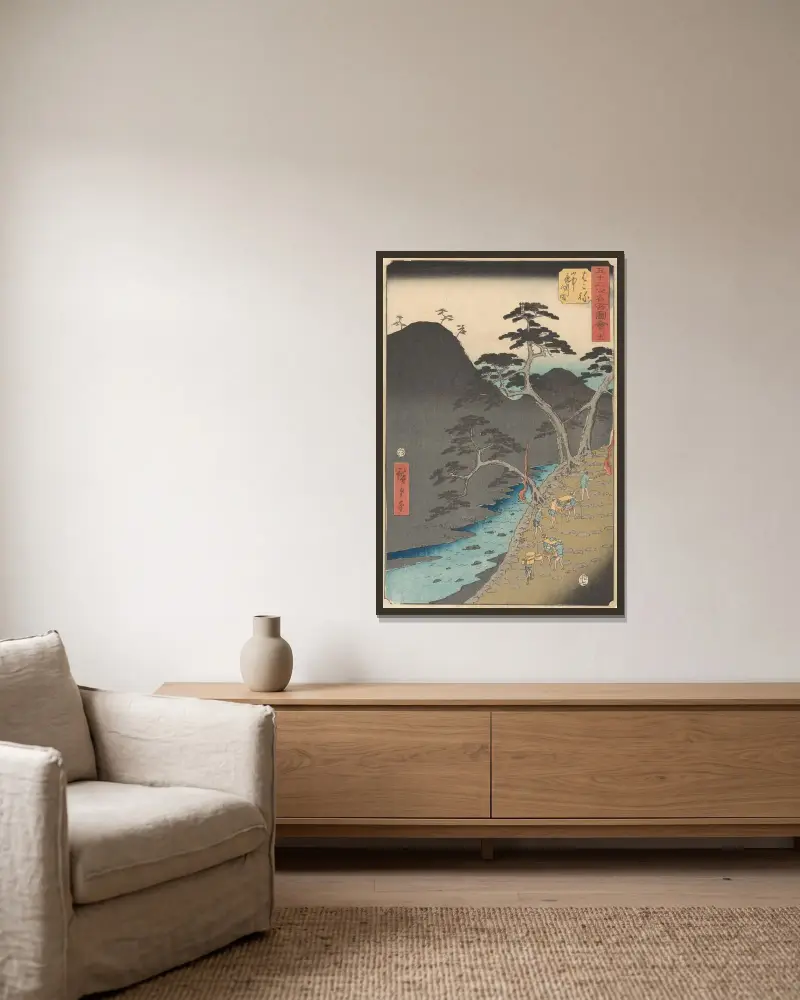 Hakone, 1855, Utagawa Hiroshige v rámu na stěně
