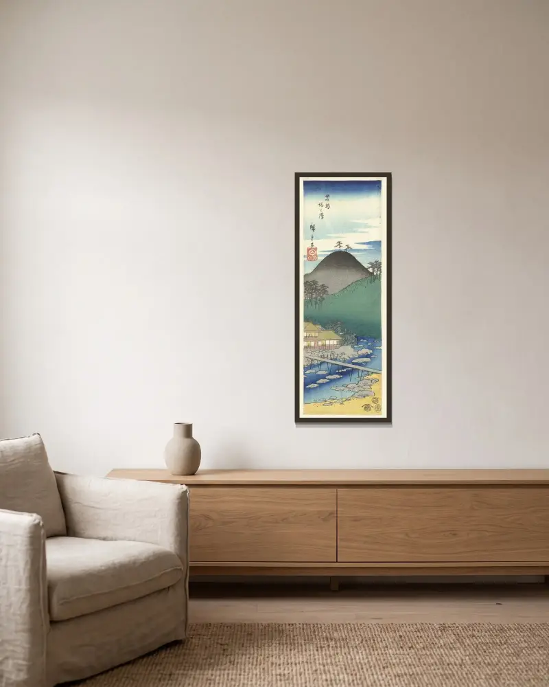 Hakone Tonosawa von Utagawa Hiroshige gerahmt an einer Wand