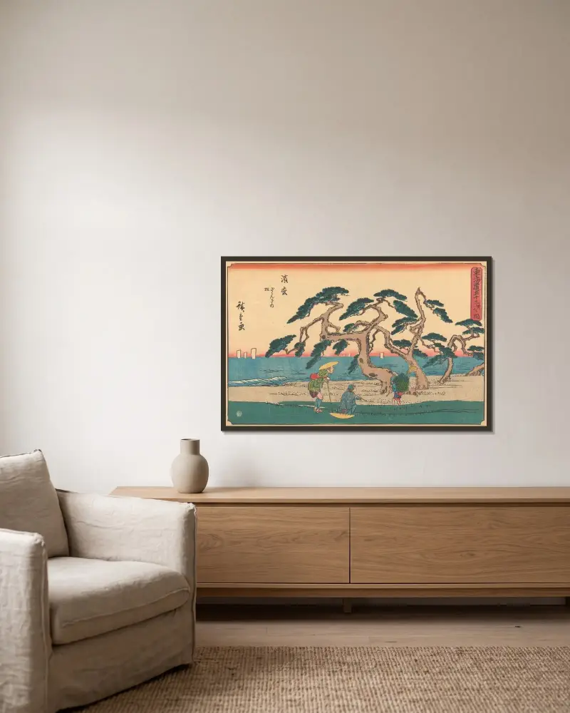 Hamamatsu, 1841, Utagawa Hiroshige v rámu na stěně