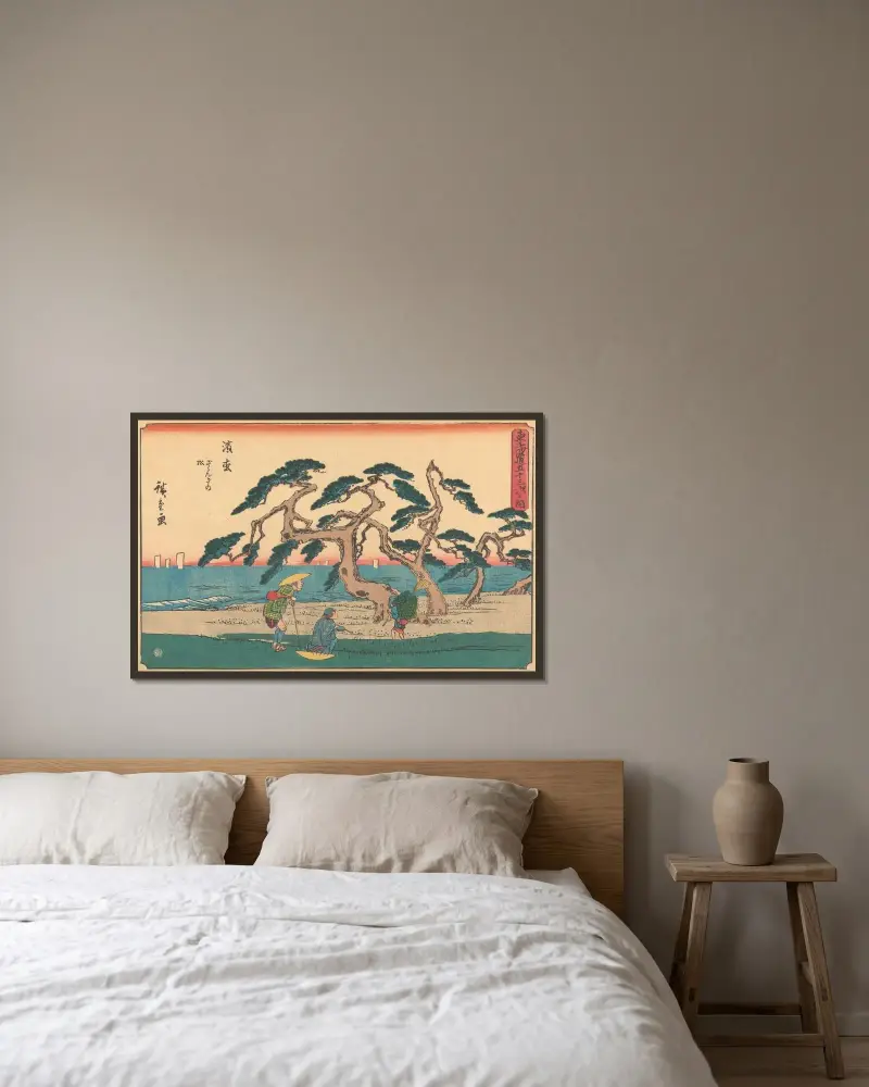 Hamamatsu, 1841, Utagawa Hiroshige v rámu na stěně