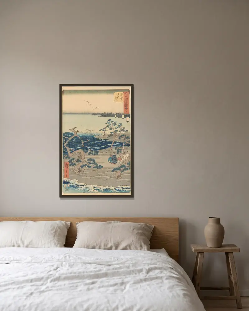 Hamamatsu, 1855 von Utagawa Hiroshige gerahmt an einer Wand