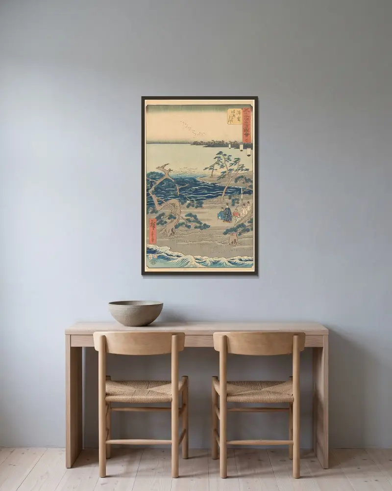 Hamamatsu, 1855 von Utagawa Hiroshige gerahmt an einer Wand