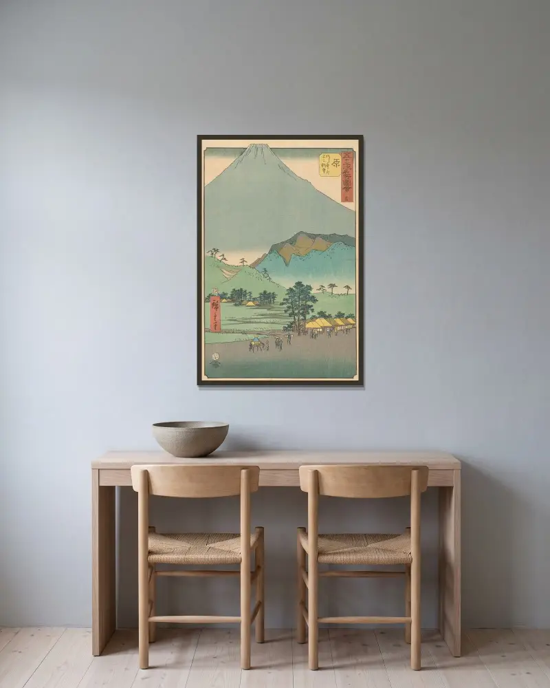 Hara, 1855, Utagawa Hiroshige v rámu na stěně