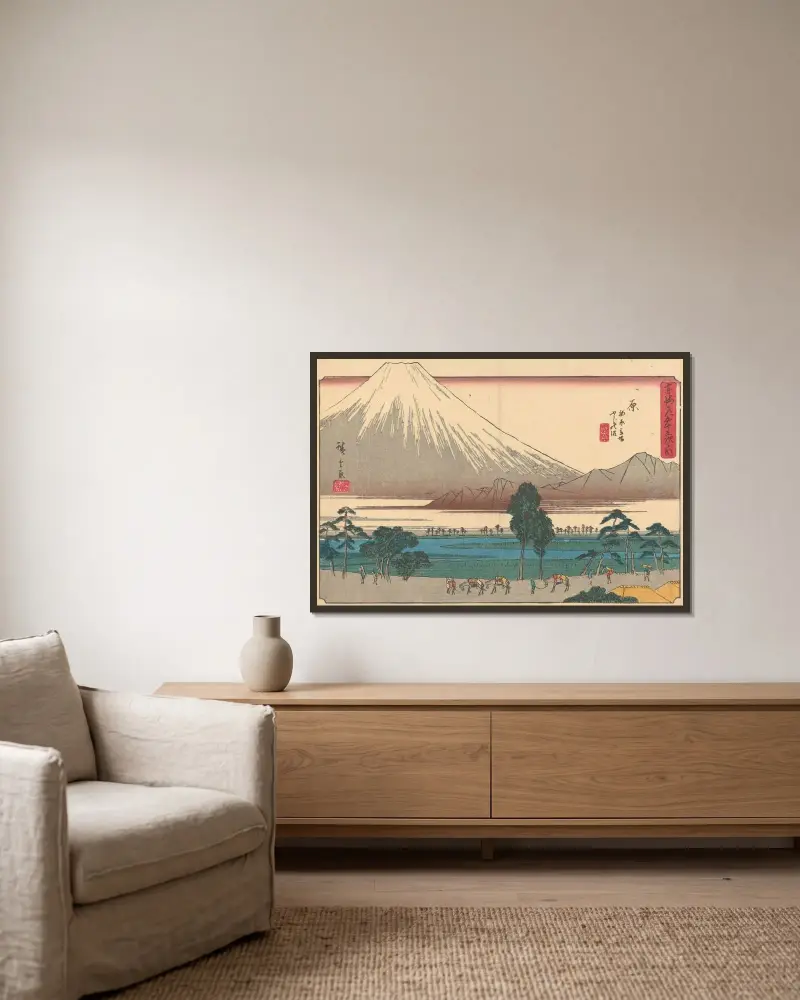 Hara, 1841, Utagawa Hiroshige v rámu na stěně