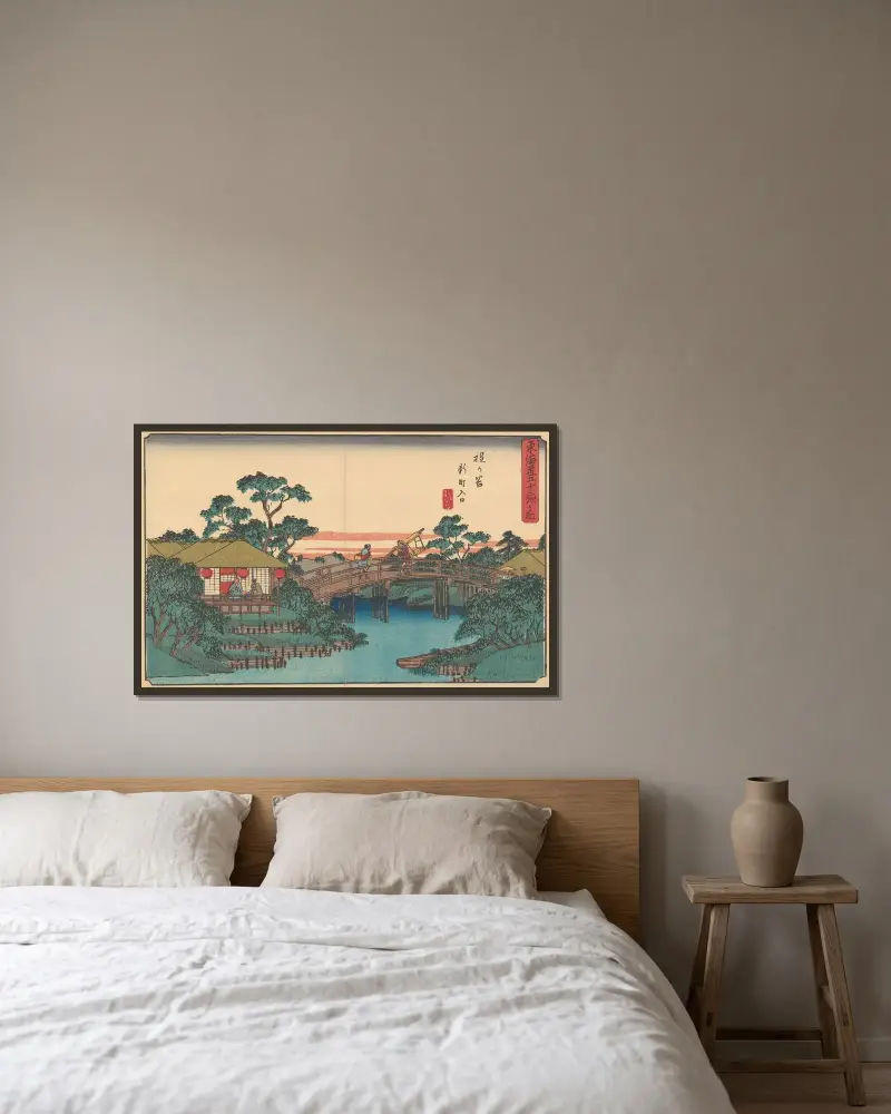 Hodogaya, 1841 von Utagawa Hiroshige gerahmt an einer Wand