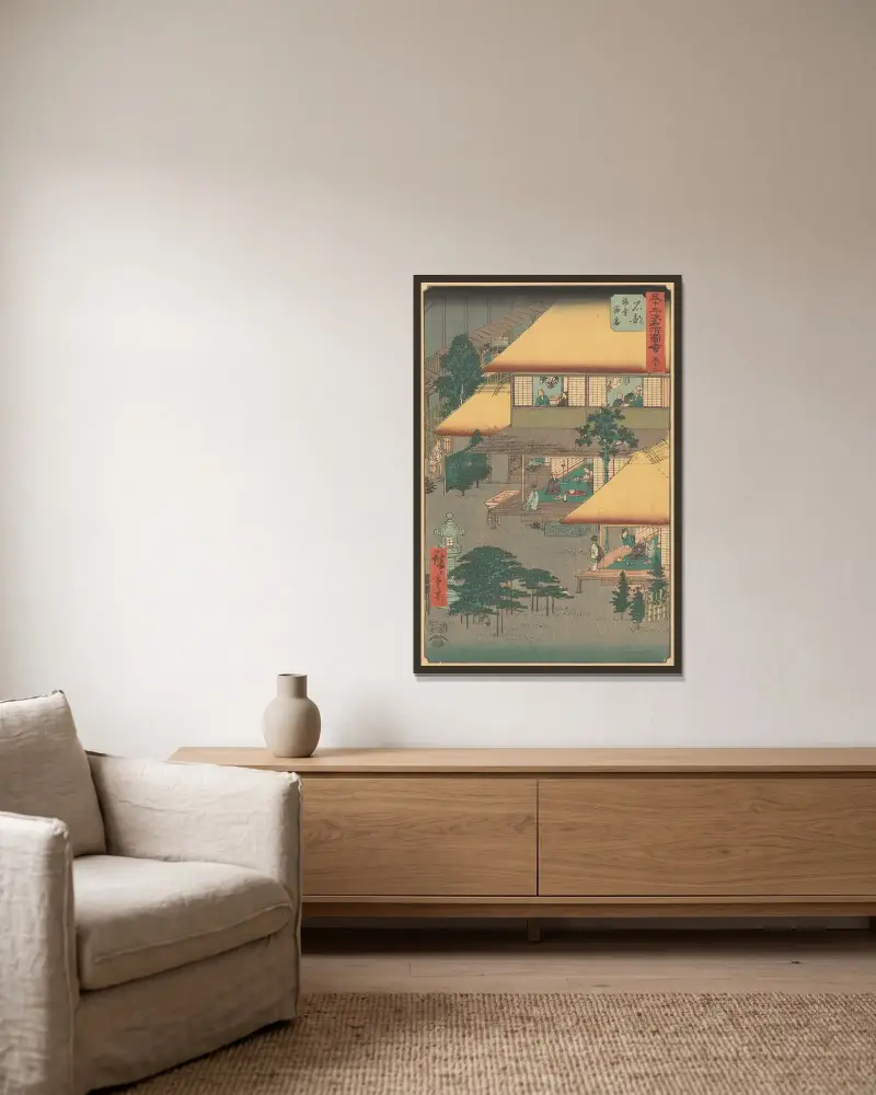 Ishibe, Utagawa Hiroshige v rámu na stěně