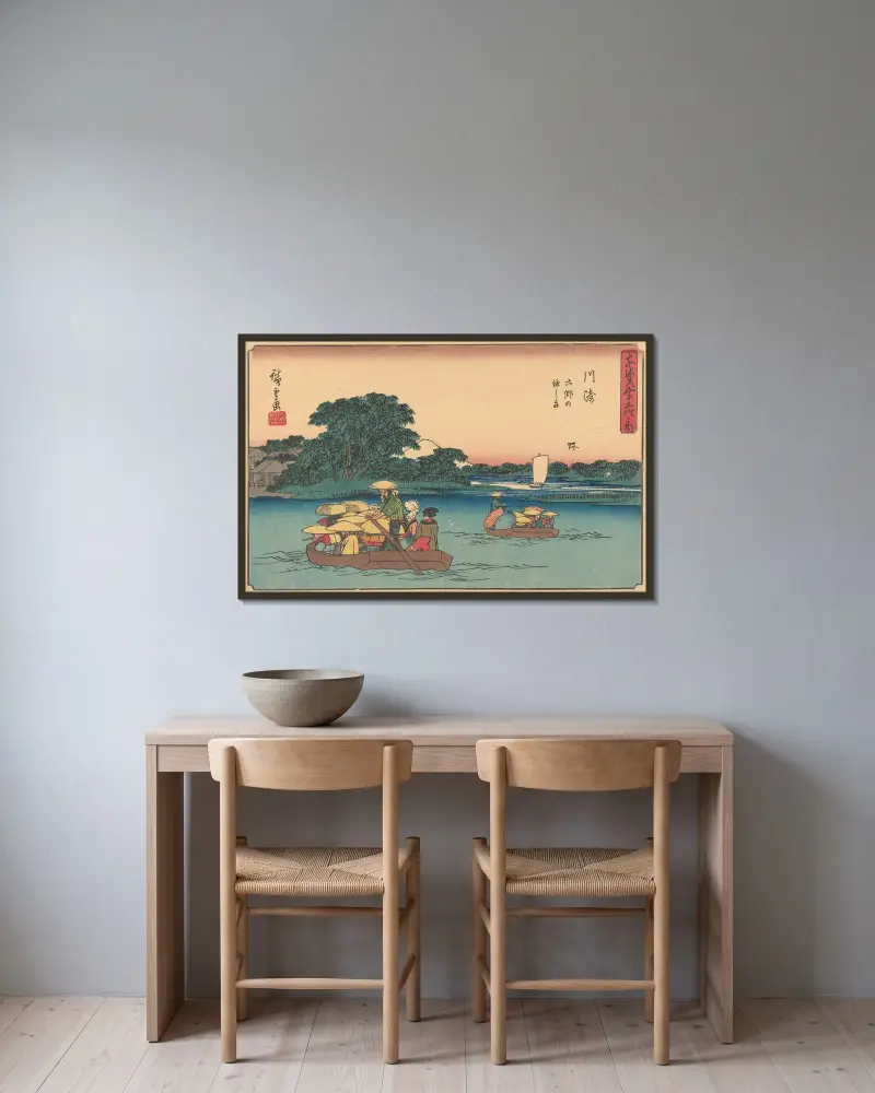 Kawasaki, 1841, Utagawa Hiroshige w ramie na ścianie