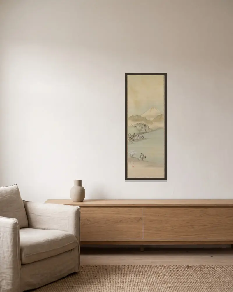 Der Suwa-See von Utagawa Hiroshige gerahmt an einer Wand