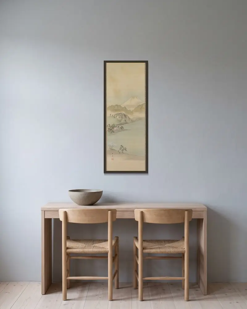 Der Suwa-See von Utagawa Hiroshige gerahmt an einer Wand