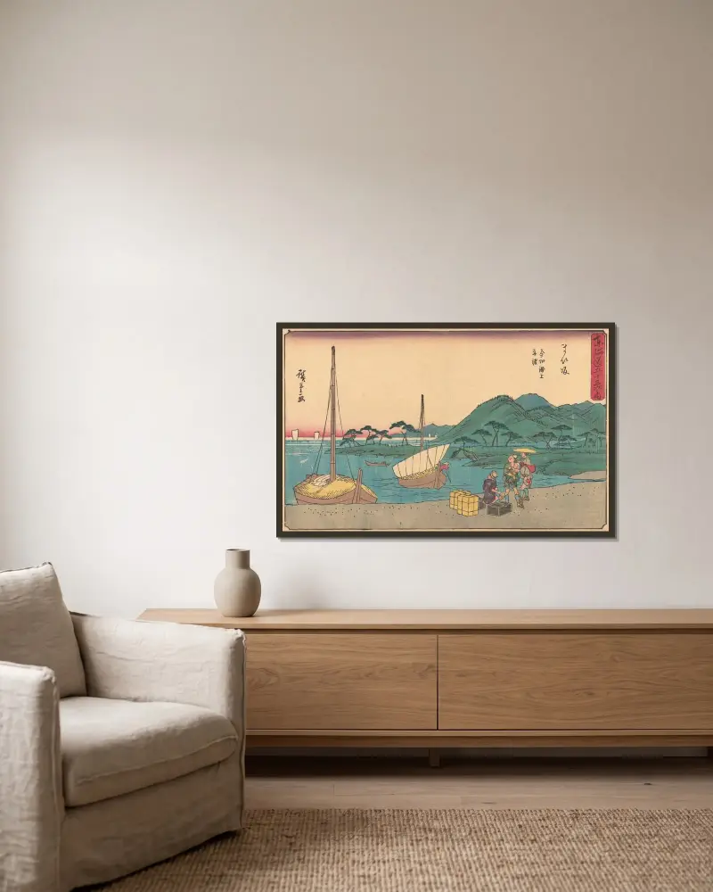 Maisaka, 1841 von Utagawa Hiroshige gerahmt an einer Wand