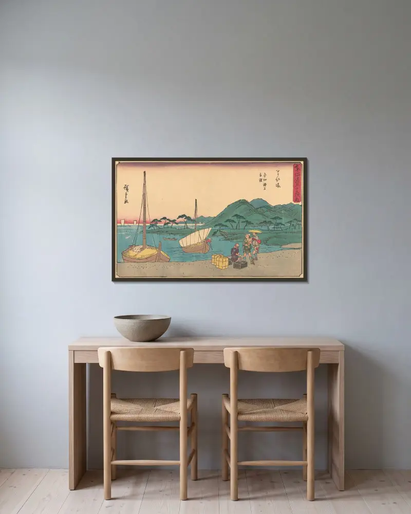Maisaka, 1841 von Utagawa Hiroshige gerahmt an einer Wand