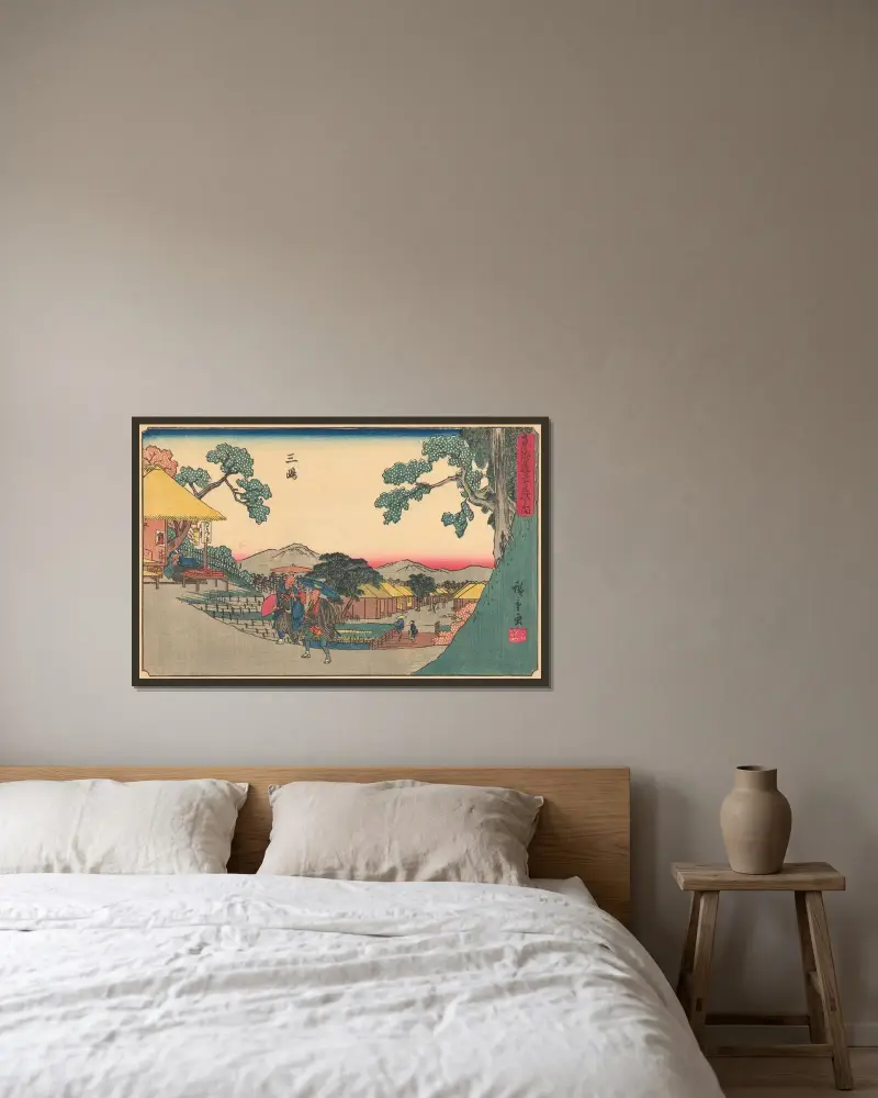 Mishima, 1841, Utagawa Hiroshige v rámu na stěně