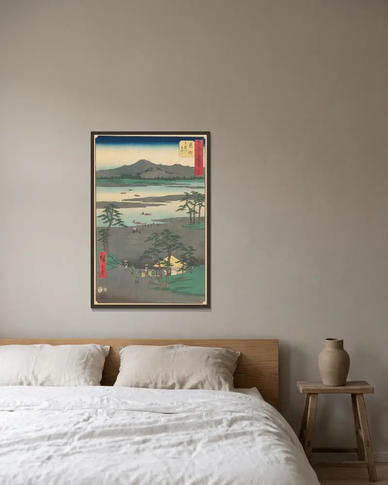 Mitsuke, 1855 von Utagawa Hiroshige gerahmt an einer Wand