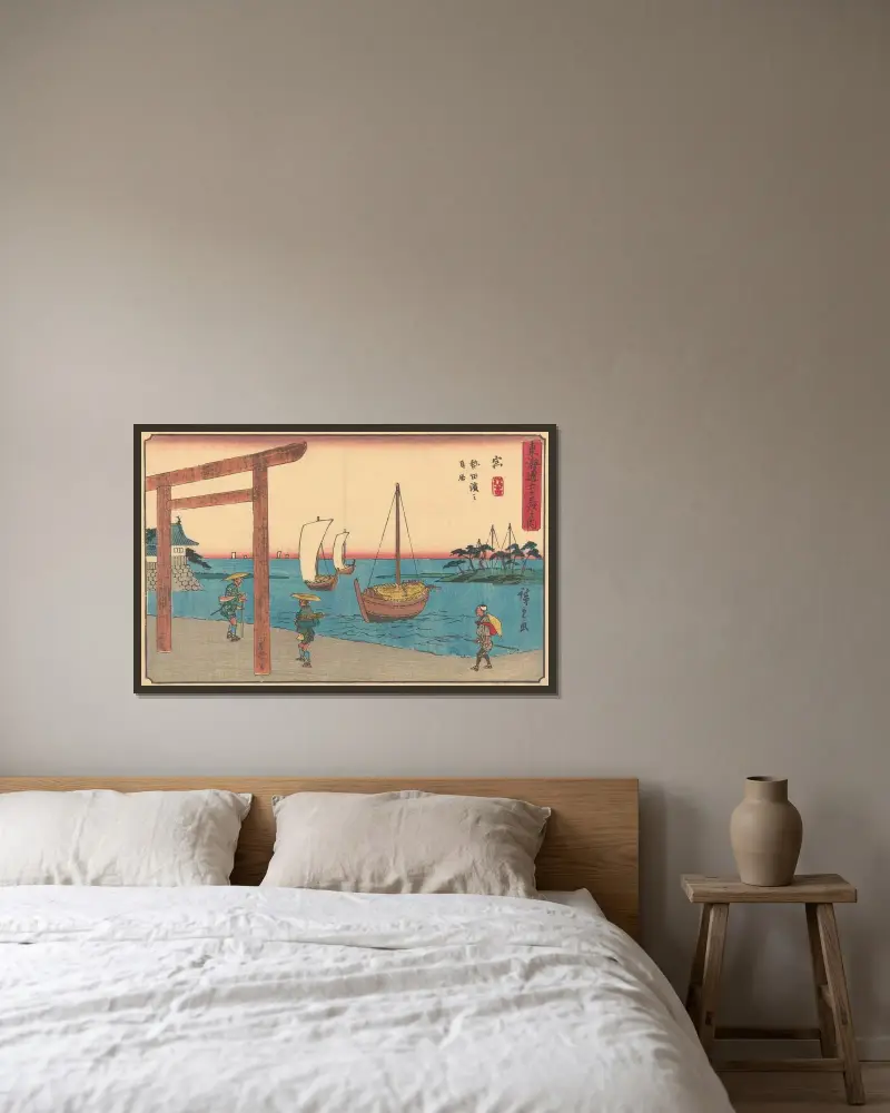 Miya, 1841 von Utagawa Hiroshige gerahmt an einer Wand
