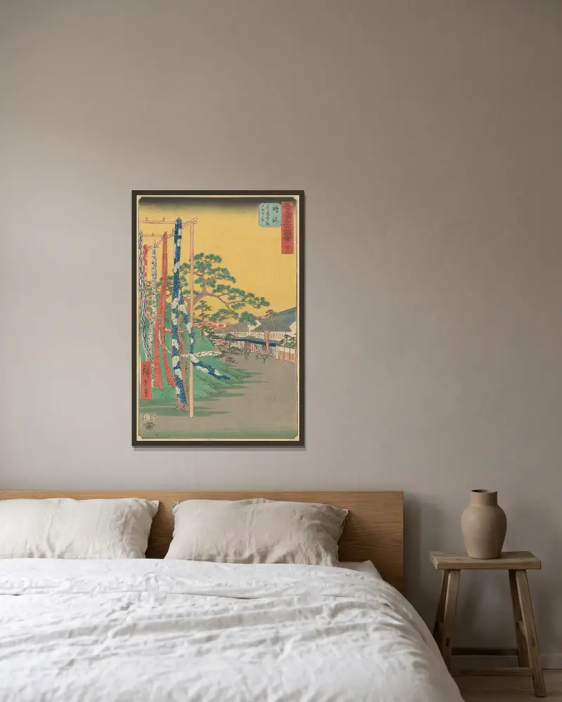 Narumi, 1855 von Utagawa Hiroshige gerahmt an einer Wand
