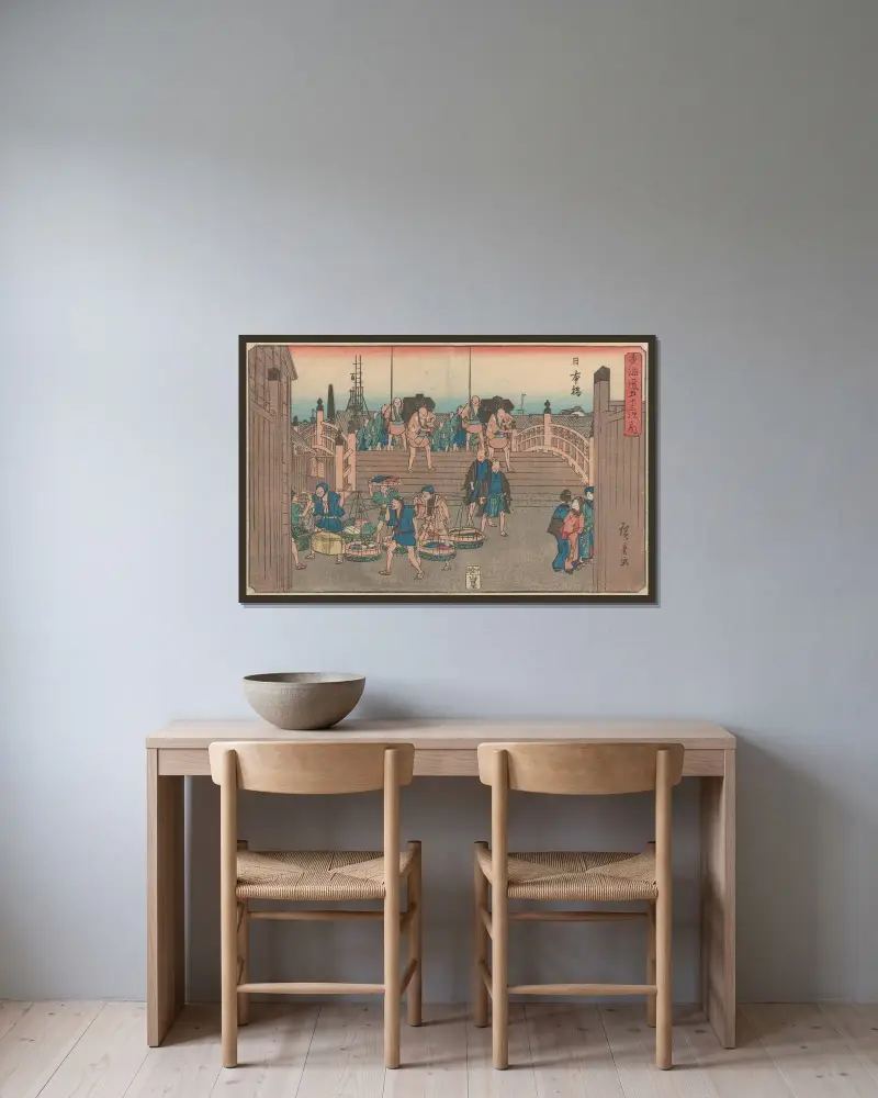 Nihonbashi, 1841, Utagawa Hiroshige w ramie na ścianie