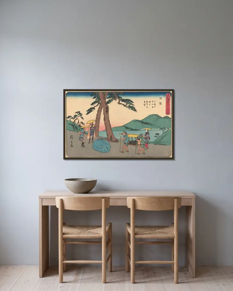 Nissaka, 1841, Utagawa Hiroshige v rámu na stěně