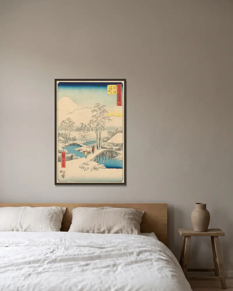Numazu, 1855, Utagawa Hiroshige v rámu na stěně