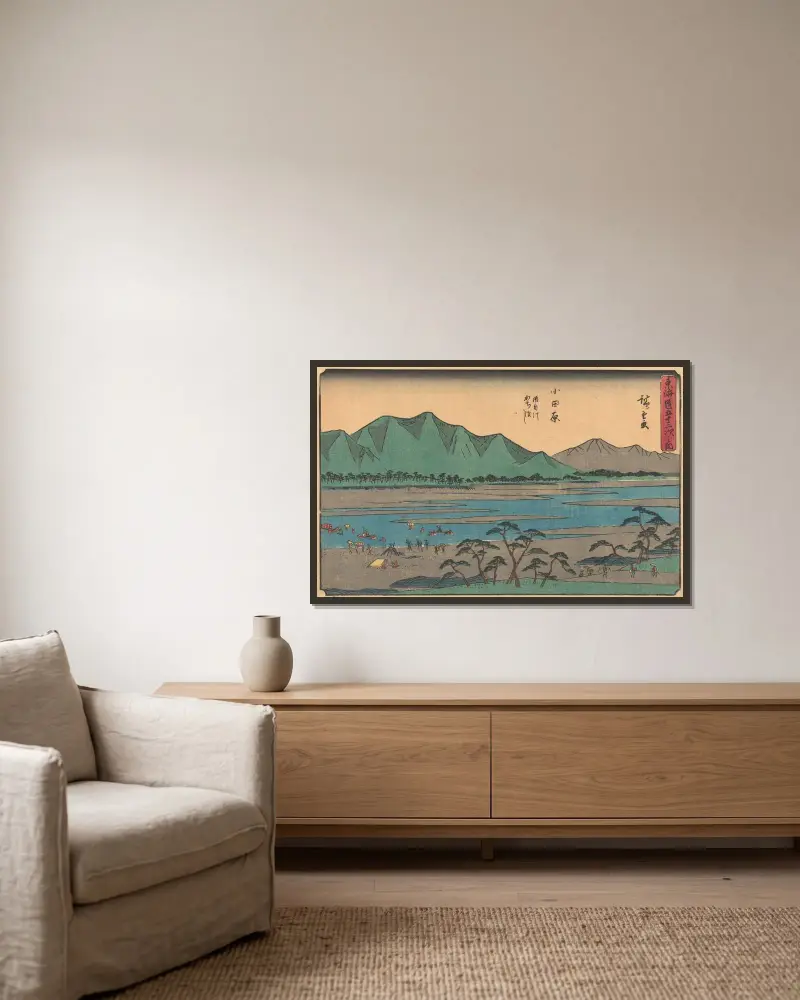 Odawara, 1841 von Utagawa Hiroshige gerahmt an einer Wand