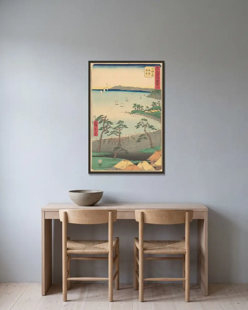 Odawara, 1855, Utagawa Hiroshige v rámu na stěně