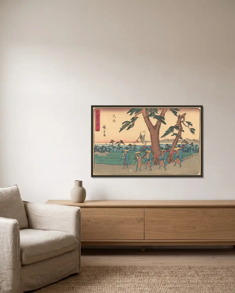 Oiso, 1841 von Utagawa Hiroshige gerahmt an einer Wand