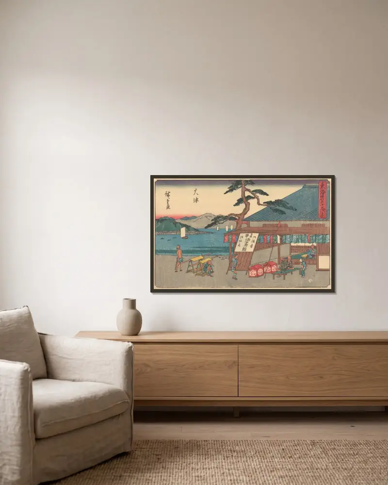 Otsu, 1841 von Utagawa Hiroshige gerahmt an einer Wand