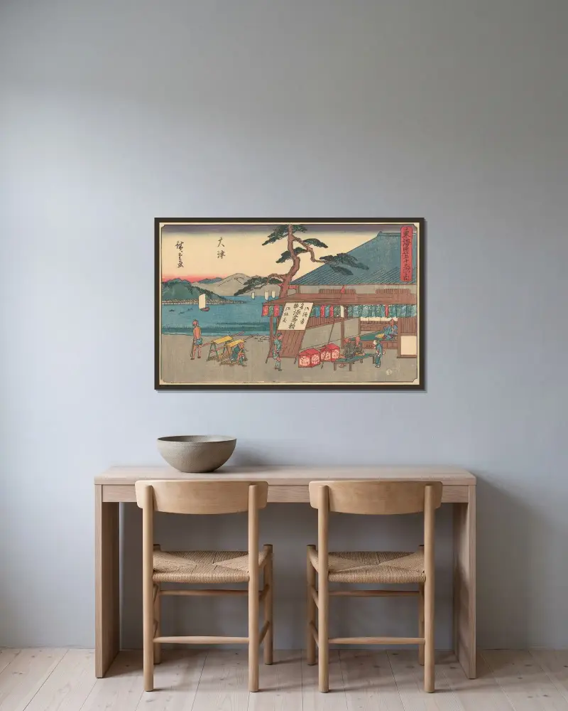 Otsu, 1841 von Utagawa Hiroshige gerahmt an einer Wand