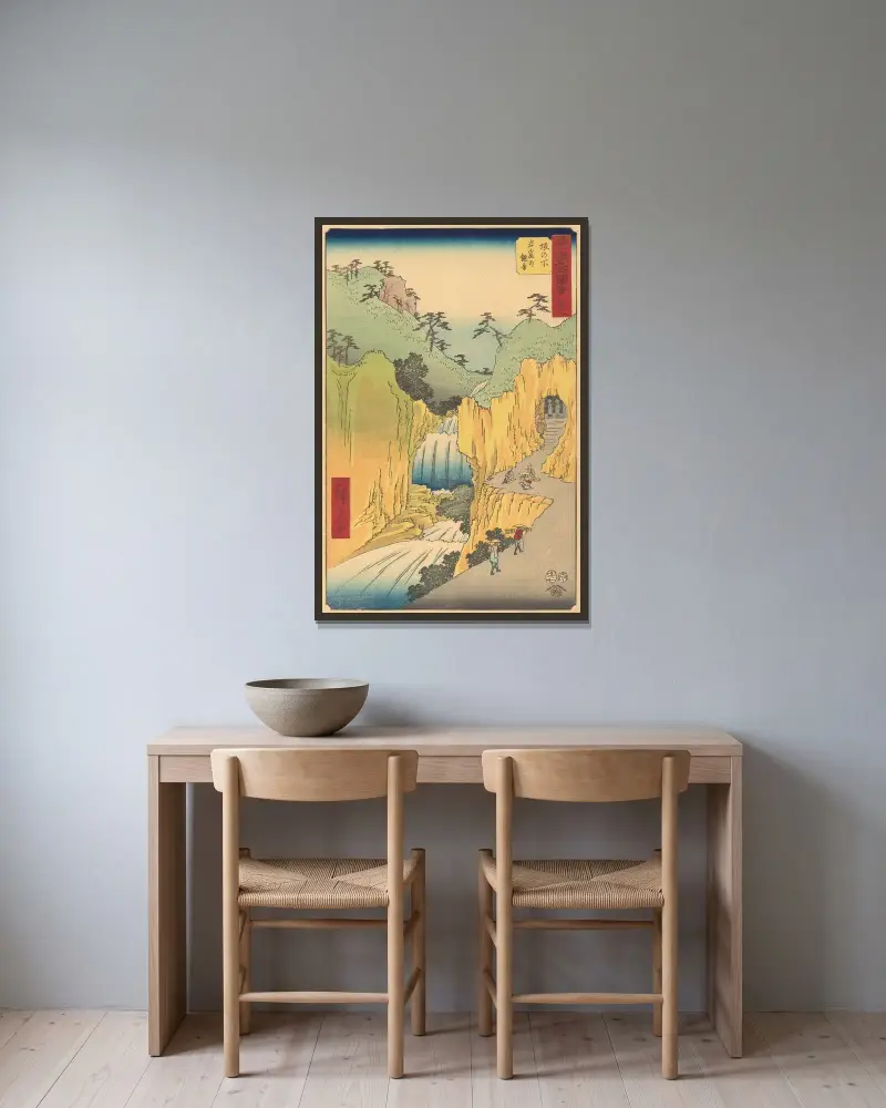 Sakanoshita av Utagawa Hiroshige inramad på en vägg