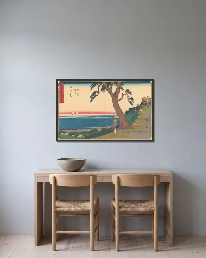 Shirasuka, 1841 von Utagawa Hiroshige gerahmt an einer Wand