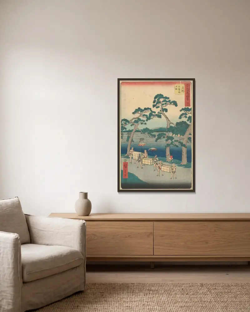 Šóno, 1855, Utagawa Hiroshige v rámu na stěně