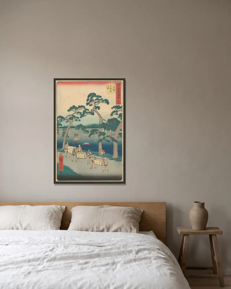 Šóno, 1855, Utagawa Hiroshige v rámu na stěně