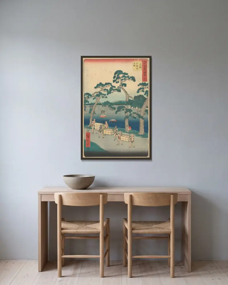 Šóno, 1855, Utagawa Hiroshige v rámu na stěně