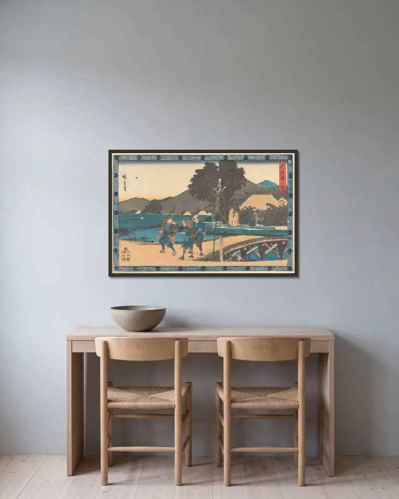 Three Ronin on Road av Utagawa Hiroshige inramad på en vägg