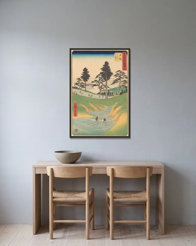 Totsuka, 1855, Utagawa Hiroshige v rámu na stěně