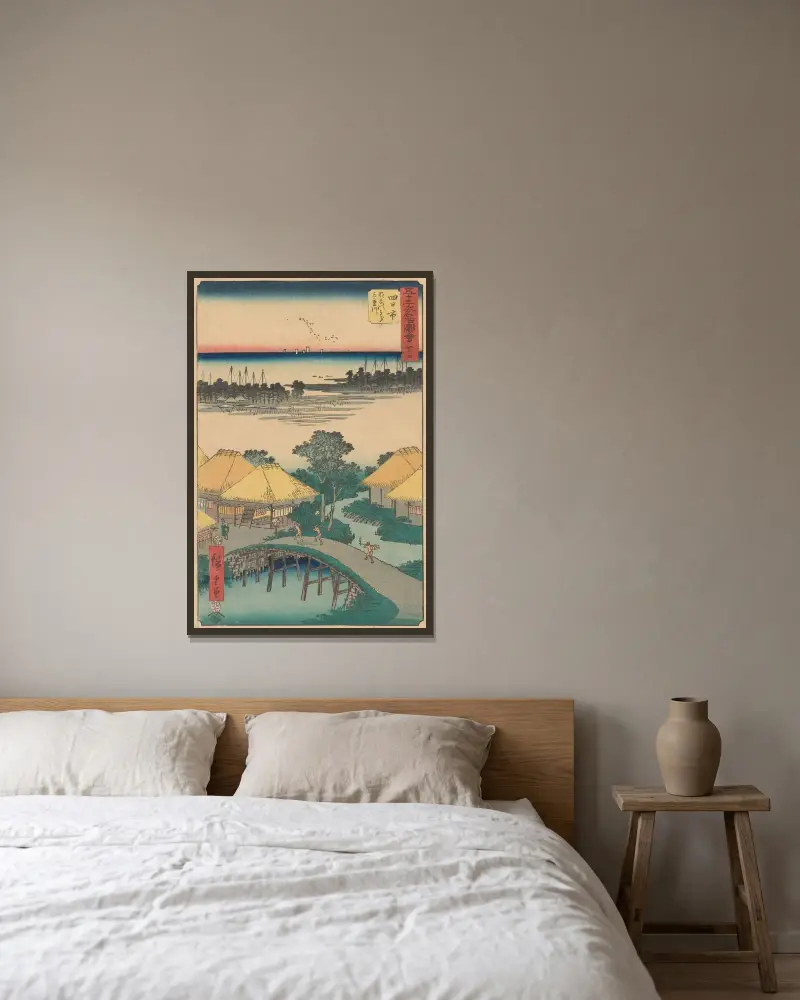 Yokkaichi von Utagawa Hiroshige gerahmt an einer Wand