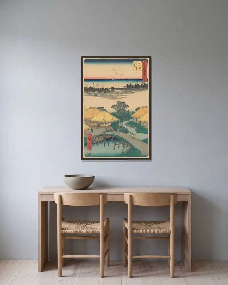 Yokkaichi von Utagawa Hiroshige gerahmt an einer Wand