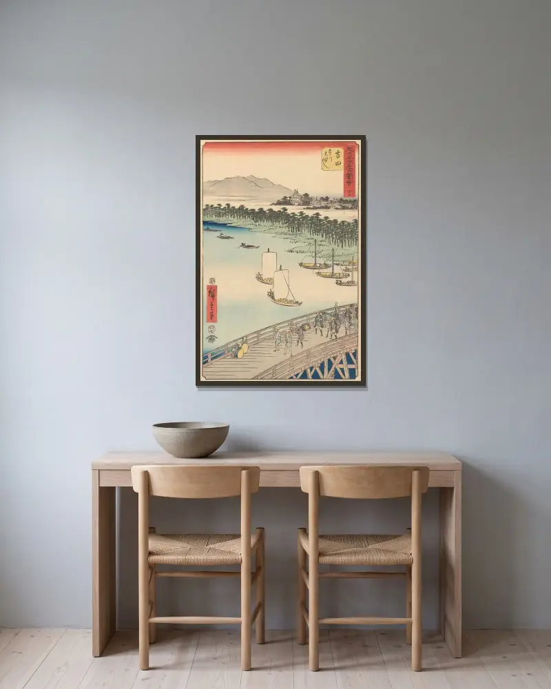 Yoshida von Utagawa Hiroshige gerahmt an einer Wand
