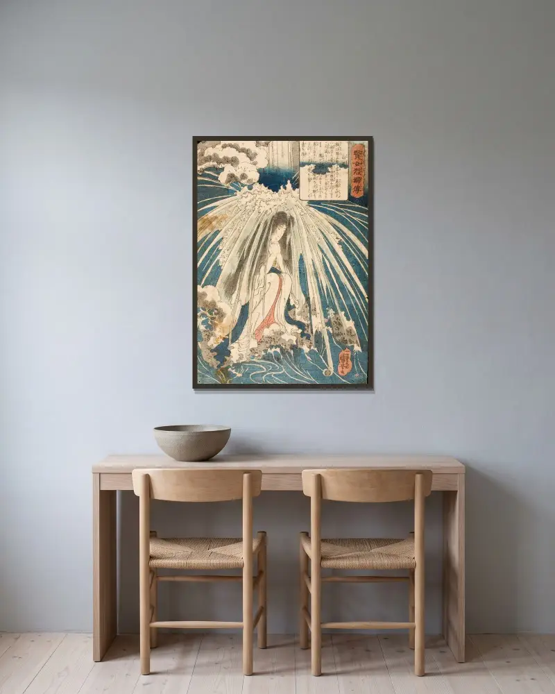 Hatsuhana av Utagawa Kuniyoshi inramad på en vägg