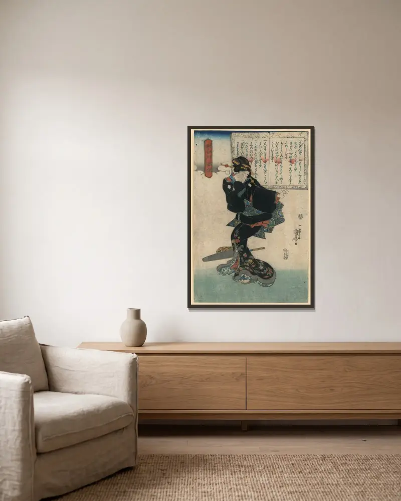 Iči, Utagawa Kuniyoshi v rámu na stěně