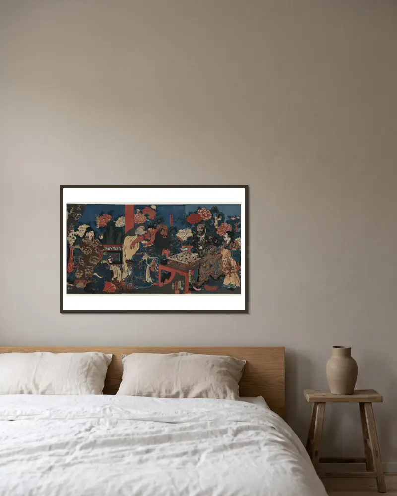 Kada hone o kezurite kan’u yakizu o ryōji suru zu av Utagawa Kuniyoshi inramad på en vägg