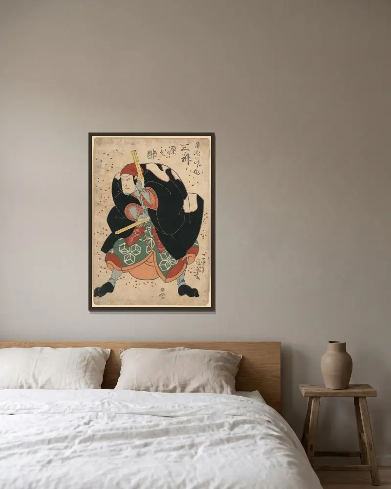 Mimasu Gennosuke som Naniwa no Jirosaku av Utagawa Kuniyoshi inramad på en vägg
