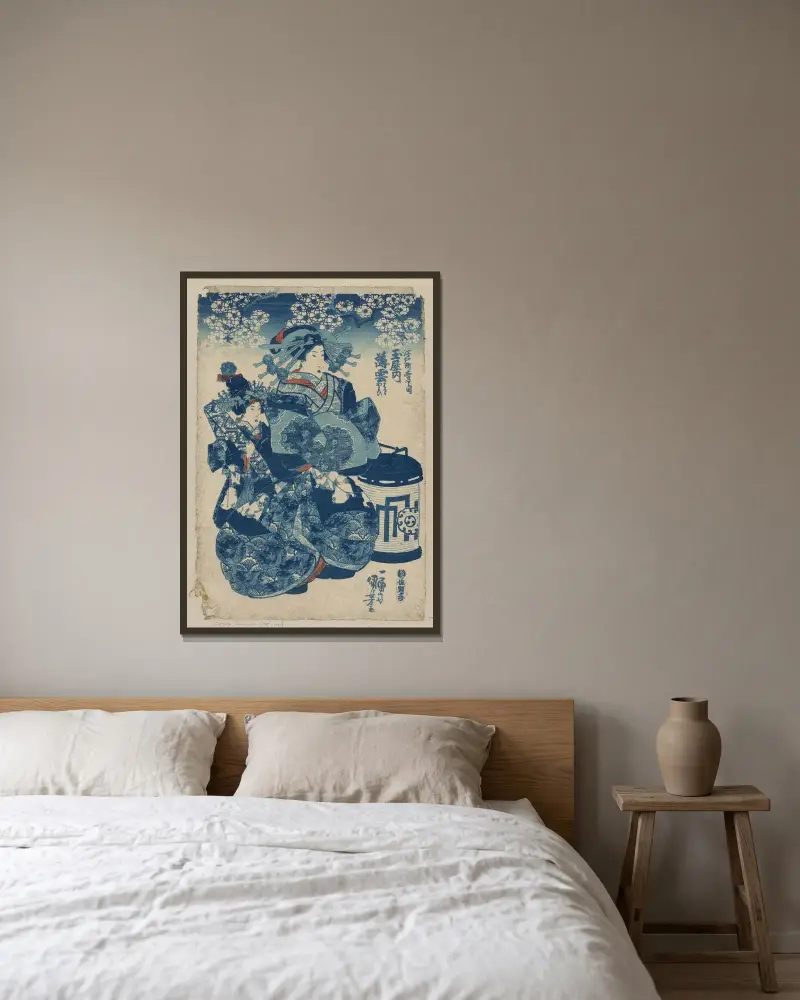 Tamaya uchi Usugumo av Utagawa Kuniyoshi inramad på en vägg